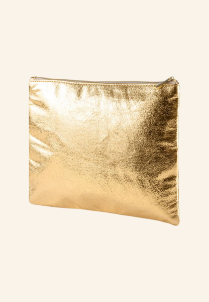 Trousse plate en PU doré 23x18cm Elyssa