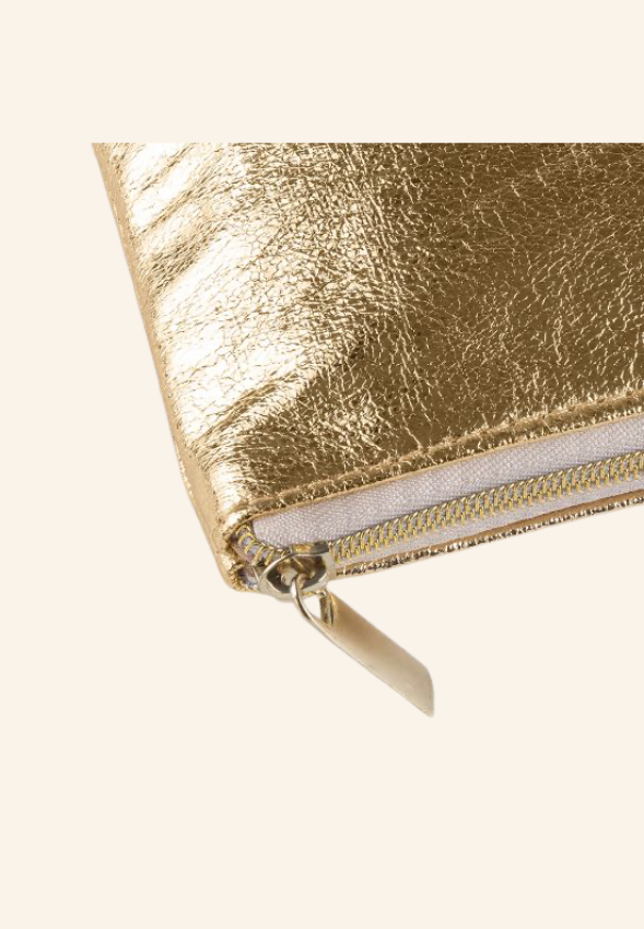 Trousse plate en PU doré 23x18cm Elyssa