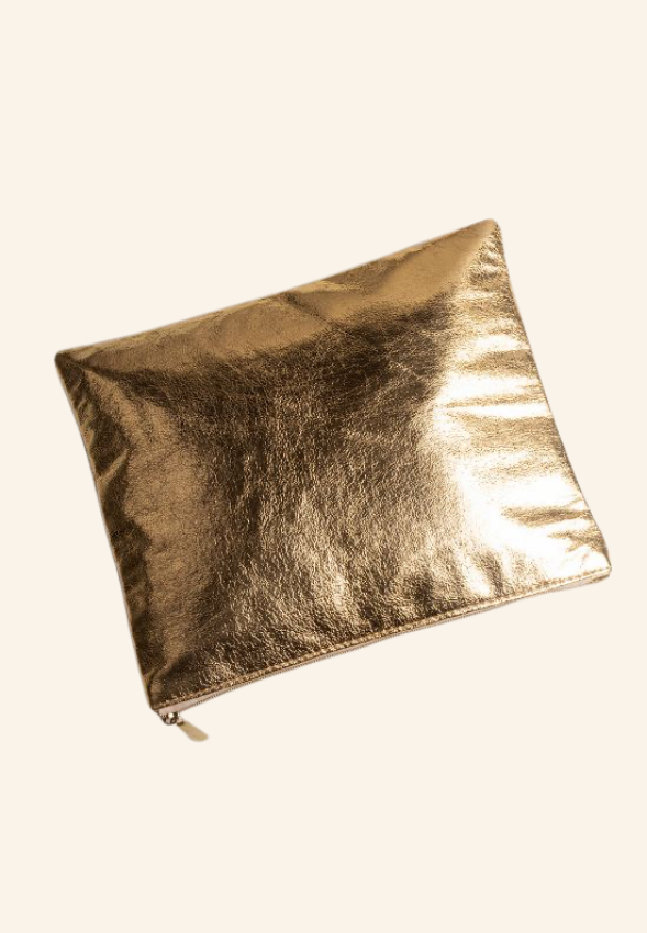 Trousse plate en PU doré 23x18cm Elyssa