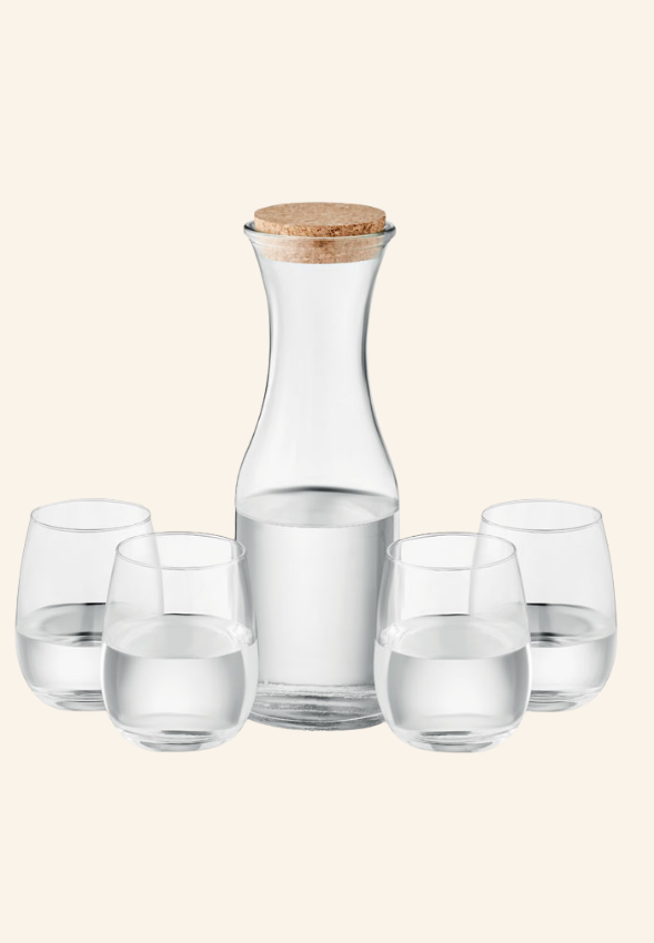 Coffret carafe et verres recyclés Alvéria