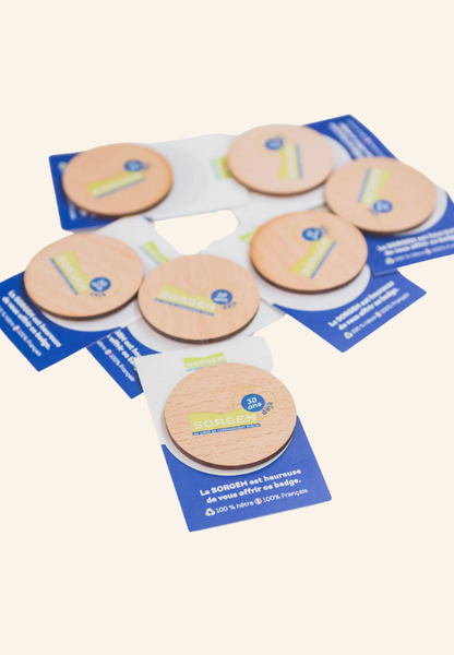 Badge rond en bois 50mm Morvane