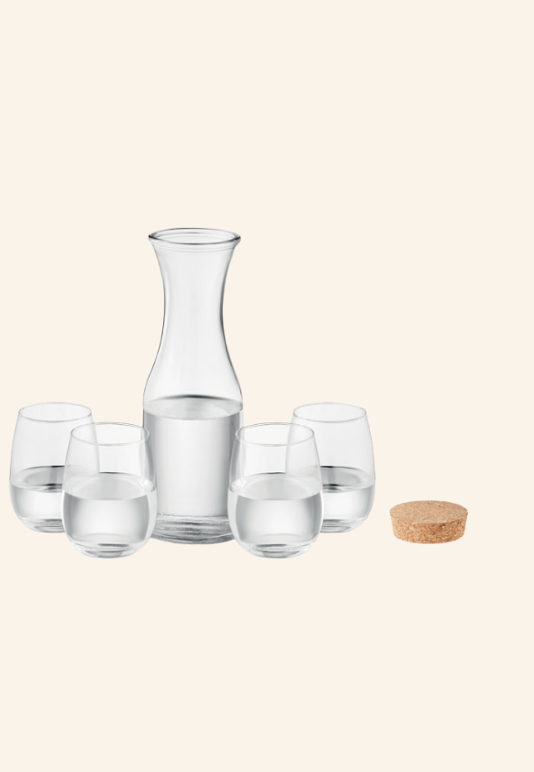 Coffret carafe et verres recyclés Alvéria