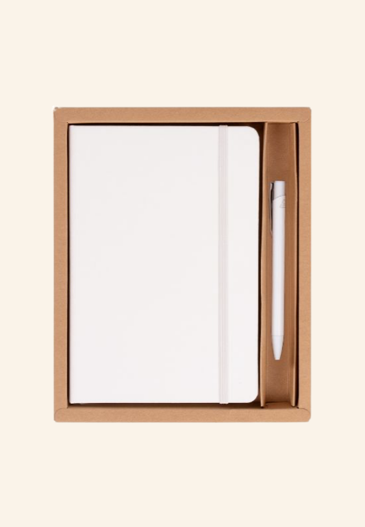 Coffret carnet A5 et stylo recyclé Solvine