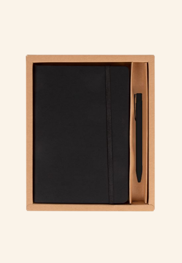 Coffret carnet A5 et stylo recyclé Solvine