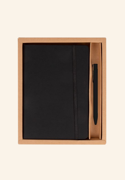 Coffret carnet A5 et stylo recyclé Solvine