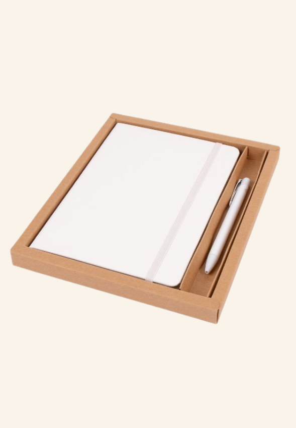 Coffret carnet A5 et stylo recyclé Solvine