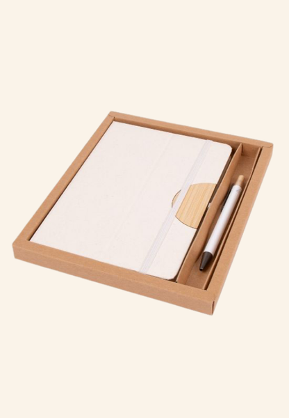 Coffret carnet, support pour téléphone et stylo recyclés Caléis