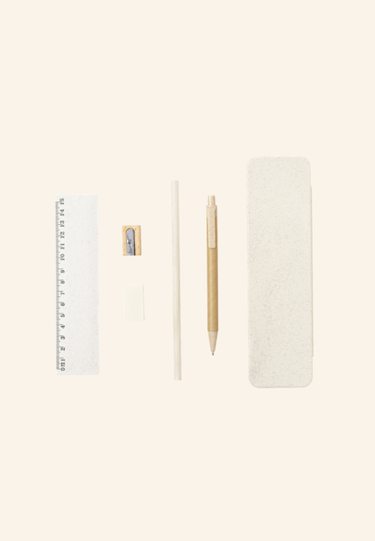 Set d’écriture paille de blé, bois et papier recyclé Kaélys