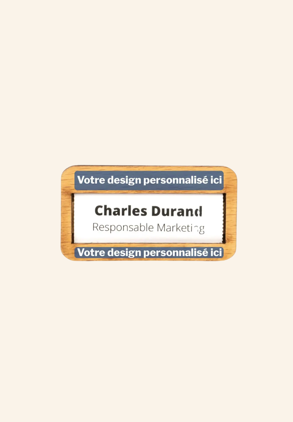 Badge nominatif en bois aimanté LÉO