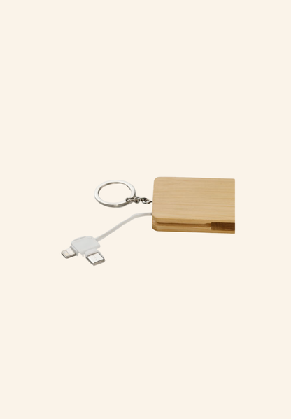 Câble de Charge Porte-clés en Bambou