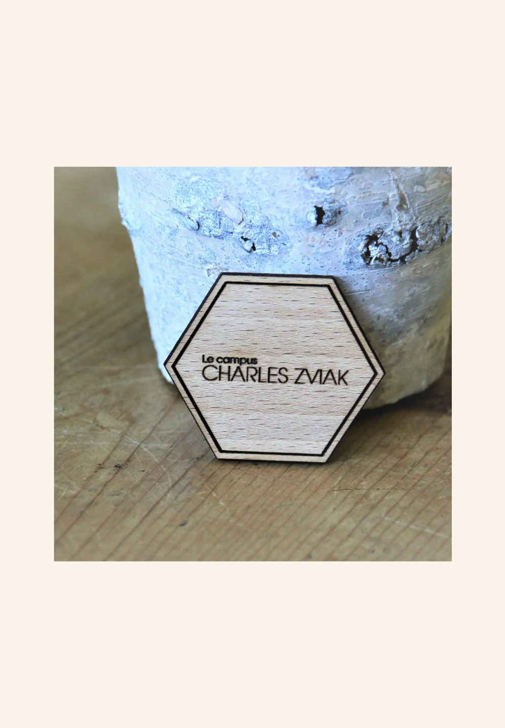 Badge en bois sur mesure broche NOÉ
