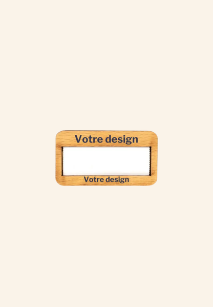 Badge nominatif en bois aimanté LÉO