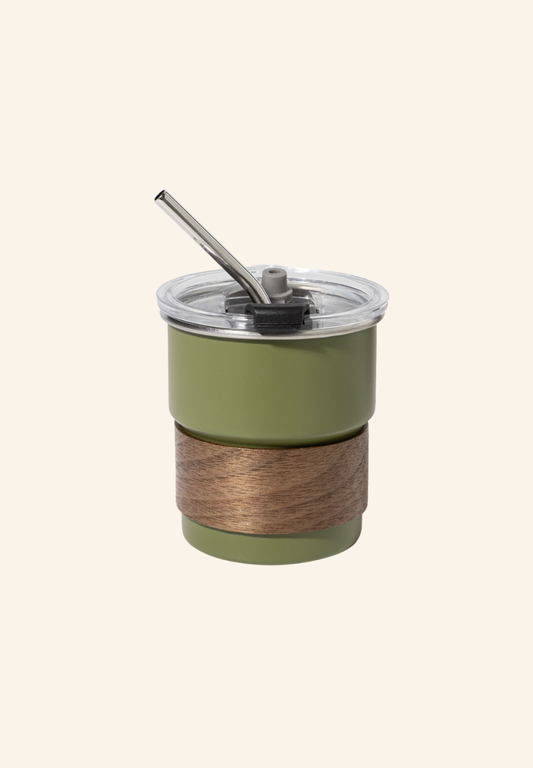 Mug thermos de voyage 260 ml acier inoxydable recyclé, bois de noyer et plastique Clément