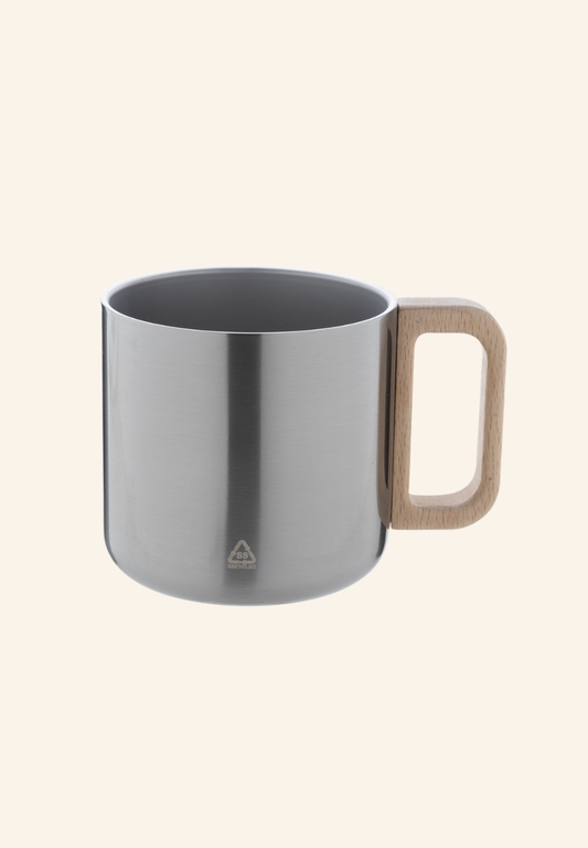 Mug thermos 350 ml acier inoxydable recyclé et bois Augustin