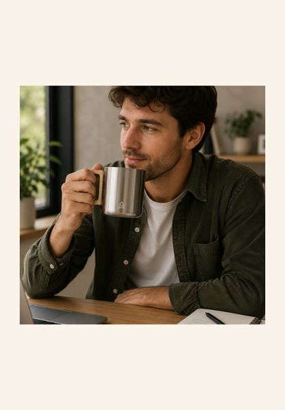 Mug thermos 350 ml acier inoxydable recyclé et bois Augustin