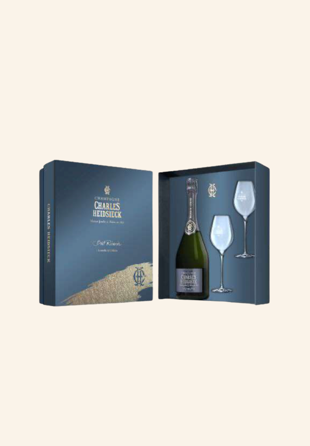 Coffret Charles Heidsieck Brut Réserve 75 cl + 2 verres
