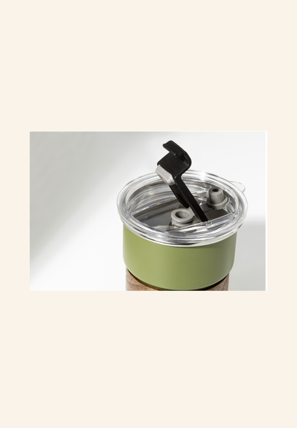 Mug thermos de voyage 260 ml acier inoxydable recyclé, bois de noyer et plastique Clément