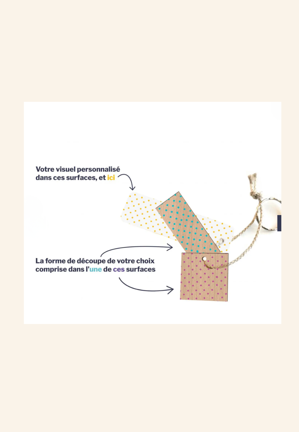 Porte-clés Sésame sur mesure avec anneau et lien
