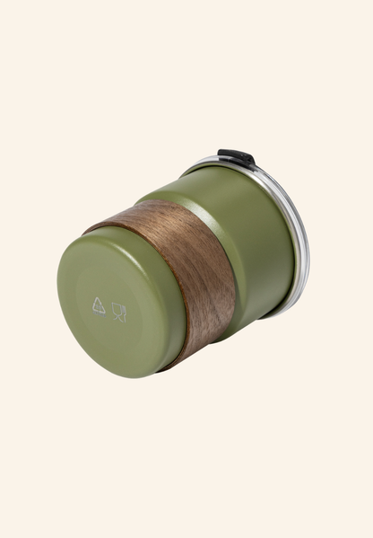Mug thermos de voyage 260 ml acier inoxydable recyclé, bois de noyer et plastique Clément