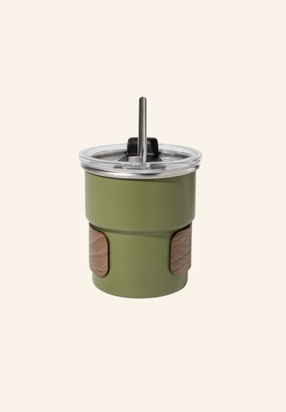 Mug thermos de voyage 260 ml acier inoxydable recyclé, bois de noyer et plastique Clément