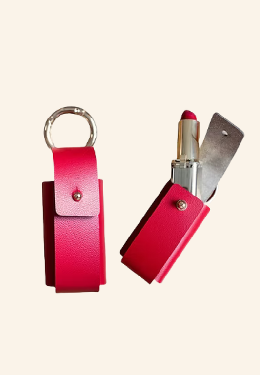 ETUI en chute de cuir et latex naturel certifié ROUGE à lèvres anouck