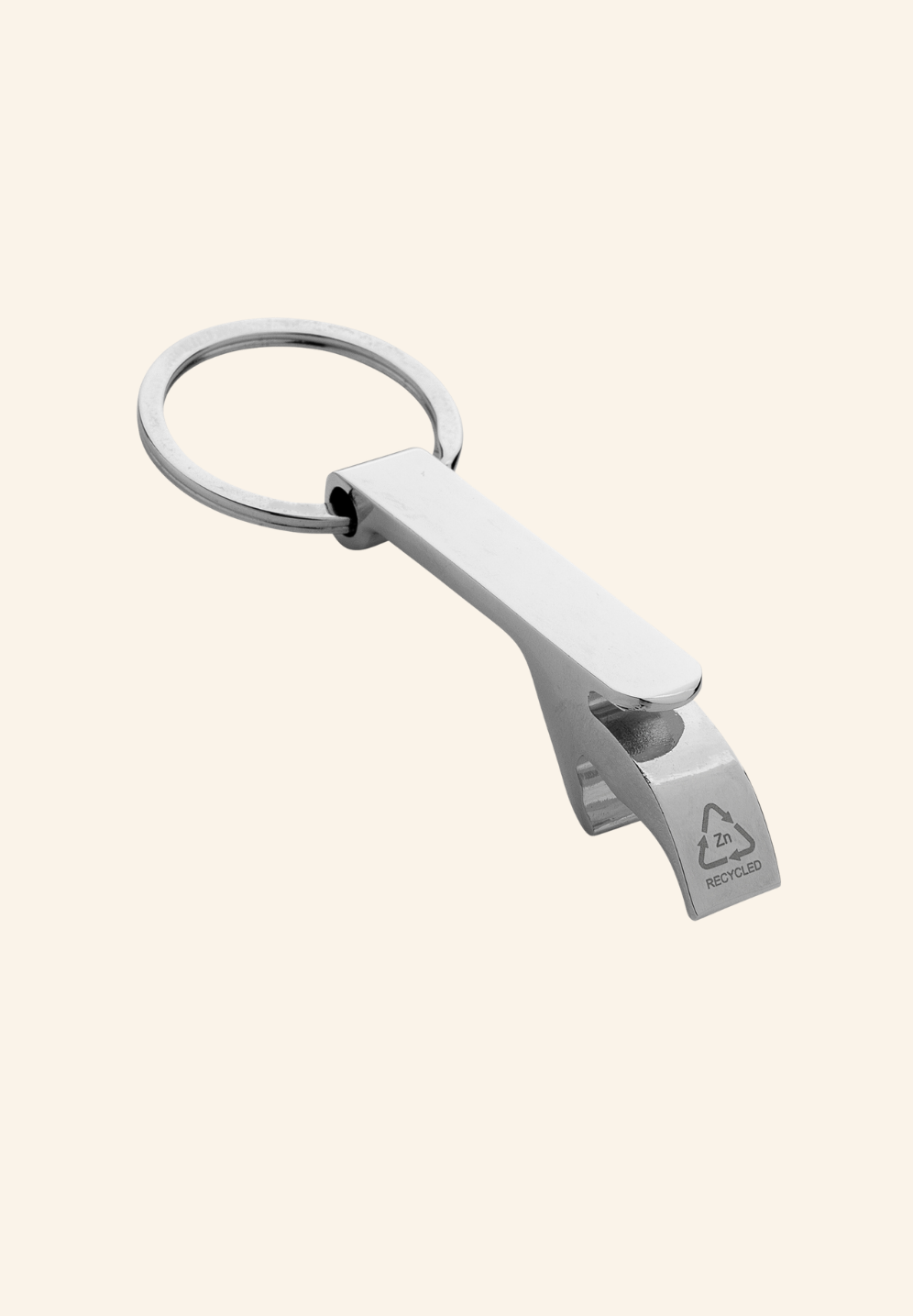 Porte-clés décapsuleur en alliage de zinc recyclé RCS
