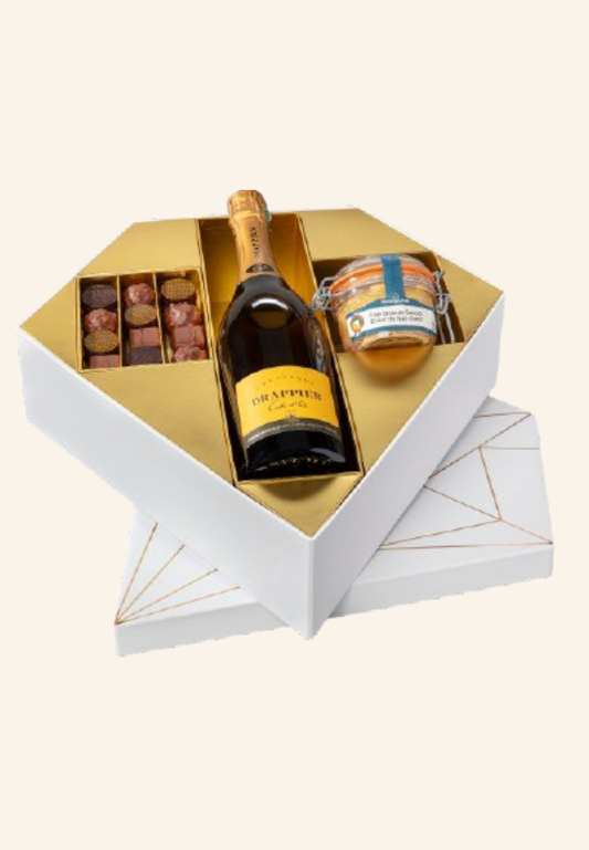 COFFRET DIAMANT FOIE GRAS, CHOCOLATS & BULLES