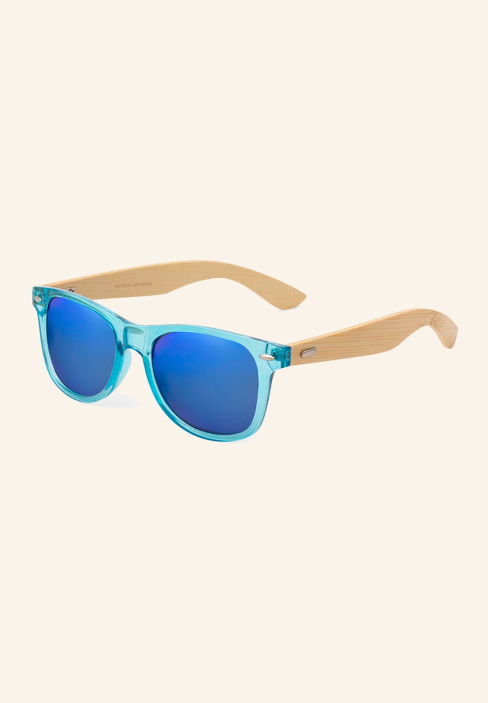 Lunettes de soleil personnalisées à monture colorée et branches en bambou