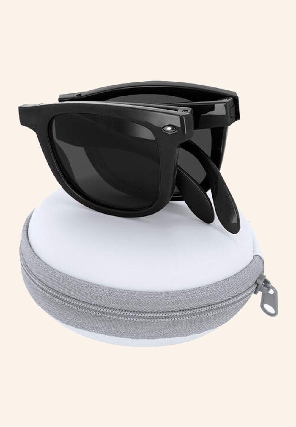 Lunettes de soleil pliables personnalisées en PC recyclé noir, dépliées