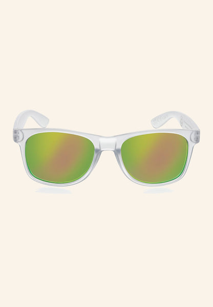 Lunettes de soleil blanches vues de trois quarts