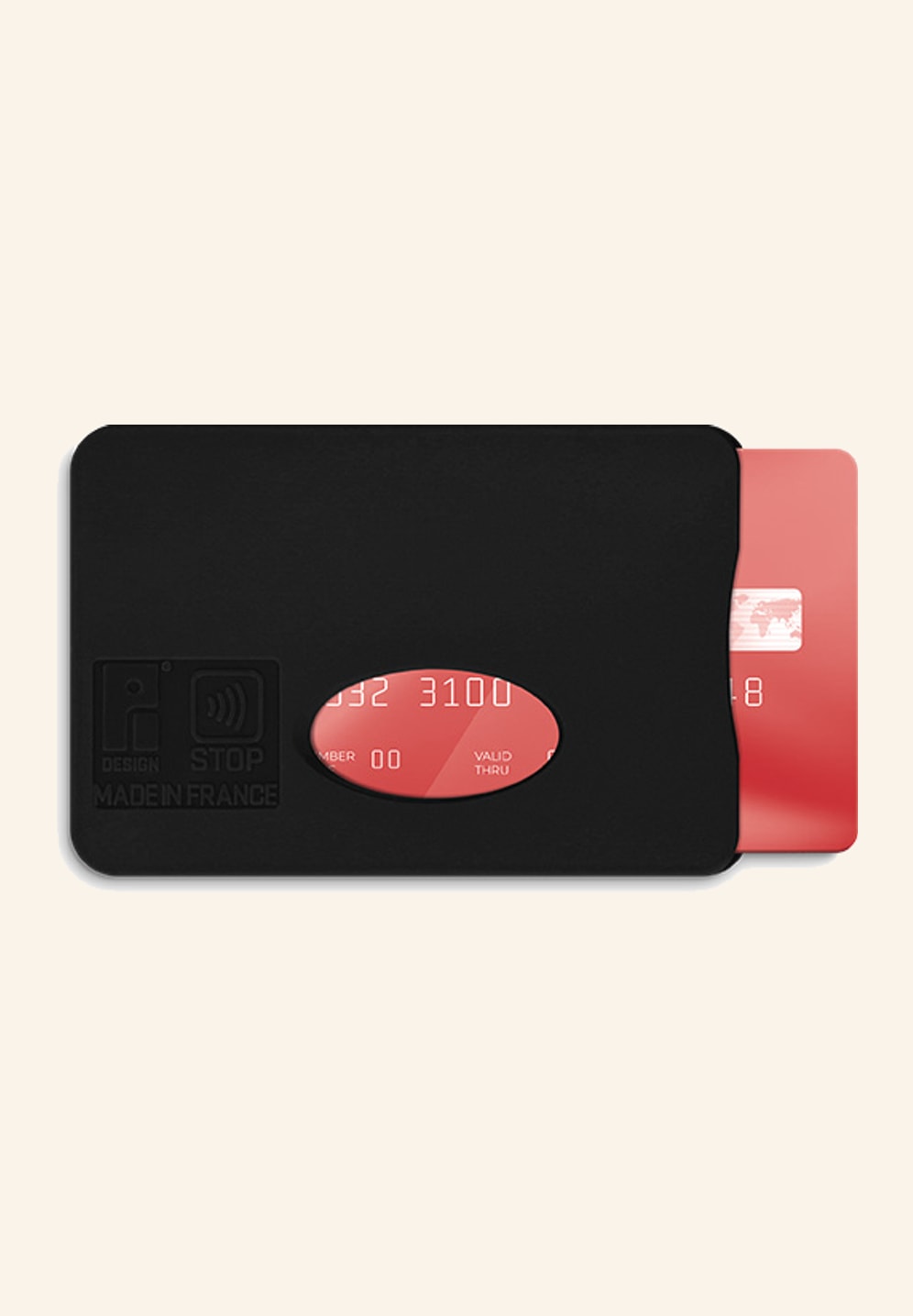 Protège carte anti-RFID noir, détail de la surface lisse