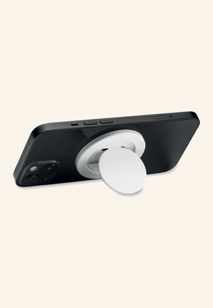 Support de téléphone blanc vu de dessus